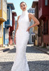 Halter 3D Detail Maxi Dress White