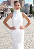 Halter 3D Detail Maxi Dress White