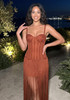 Embellished Bustier Tassel Maxi Dress Brown