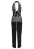Halter Striped Maxi Dress Black White