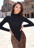 Long Sleeve Draped Maxi Dress Black Animal Print