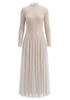 Long Sleeve Sequin A Line Maxi Dress Nude