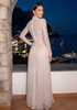Long Sleeve Sequin A Line Maxi Dress Nude