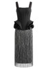 Petal Detail Tassel Maxi Dress Black