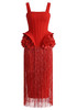 Petal Detail Tassel Maxi Dress Red