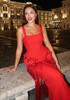 Petal Detail Tassel Maxi Dress Red