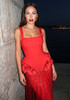Petal Detail Tassel Maxi Dress Red