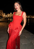 Petal Detail Tassel Maxi Dress Red