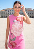 Floral Embroidered A Line Dress Hot Pink