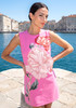 Floral Embroidered A Line Dress Hot Pink