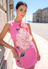 Floral Embroidered A Line Dress Hot Pink