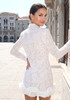 Long Sleeve Lace Floral Blazer Dress White