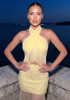 Halter Crystal Tassel Detail Maxi Dress Yellow