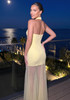 Halter Crystal Tassel Detail Maxi Dress Yellow