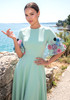 Short Sleeve Floral A Line Maxi Dress Green