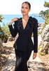 Long Sleeve Floral A Line Two Piece Maxi Dress Black