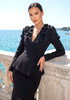 Long Sleeve Floral A Line Two Piece Maxi Dress Black