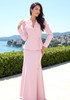 Long Sleeve Floral A Line Two Piece Maxi Dress Pink