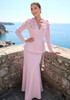 Long Sleeve Floral A Line Two Piece Maxi Dress Pink