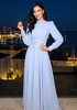Long Sleeve Crystal Detail A Line Maxi Dress Light Blue