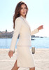 Long Sleeve Embellished Trim Two Piece Dress Ivory
