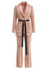 Long Sleeve Velvet Suit Nude