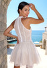 Halter Floral Embroidered A Line Dress White