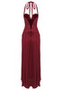 Halter Structured Corset A Line Maxi Dress Burgundy