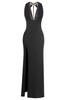 Halter Lace Bustier Maxi Dress Black