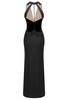 Halter Lace Bustier Maxi Dress Black