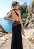 Halter Lace Bustier Maxi Dress Black