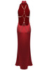 Halter Embellished Back Maxi Dress Red
