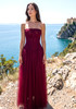 Strapless Structured A Line Maxi Dress Burgundy