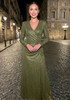 Long Sleeve Embellished A Line Midi Dress Green