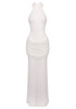 Halter Draped Lace Maxi Dress White