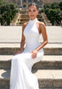 Halter Draped Lace Maxi Dress White