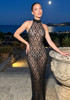 Crystal Sequin Mesh Maxi Dress Black