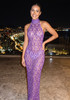 Crystal Sequin Mesh Maxi Dress Purple