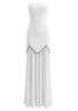 Strapless Crystal Detail A Line Maxi Dress White