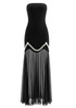 Strapless Crystal Detail A Line Maxi Dress Black