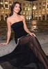 Strapless Crystal Detail A Line Maxi Dress Black