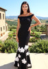 Bardot Floral Mermaid Maxi Dress Black White