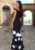 Bardot Floral Mermaid Maxi Dress Black White
