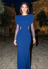 Embellished Long Sleeve Mesh Maxi Dress Navy Blue