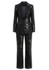 Lace Lapel Sequin Suit Black