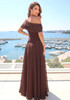 Embellished Bardot A Line Maxi Dress Brown