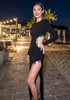 Long Sleeve Long Sequin Cut Out Maxi Dress Black