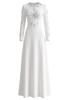Long Sleeve Crystal Embellished A Line Maxi Dress White