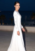 Long Sleeve Crystal Embellished A Line Maxi Dress White