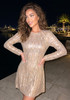 Long Sleeve Sequin Embellished A Line Dress Gold